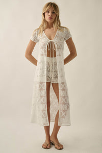 Spirit Walk Crochet Short-Sleeve Duster Cardigan - ShopPromesa