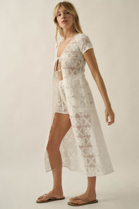 Spirit Walk Crochet Short-Sleeve Duster Cardigan - ShopPromesa