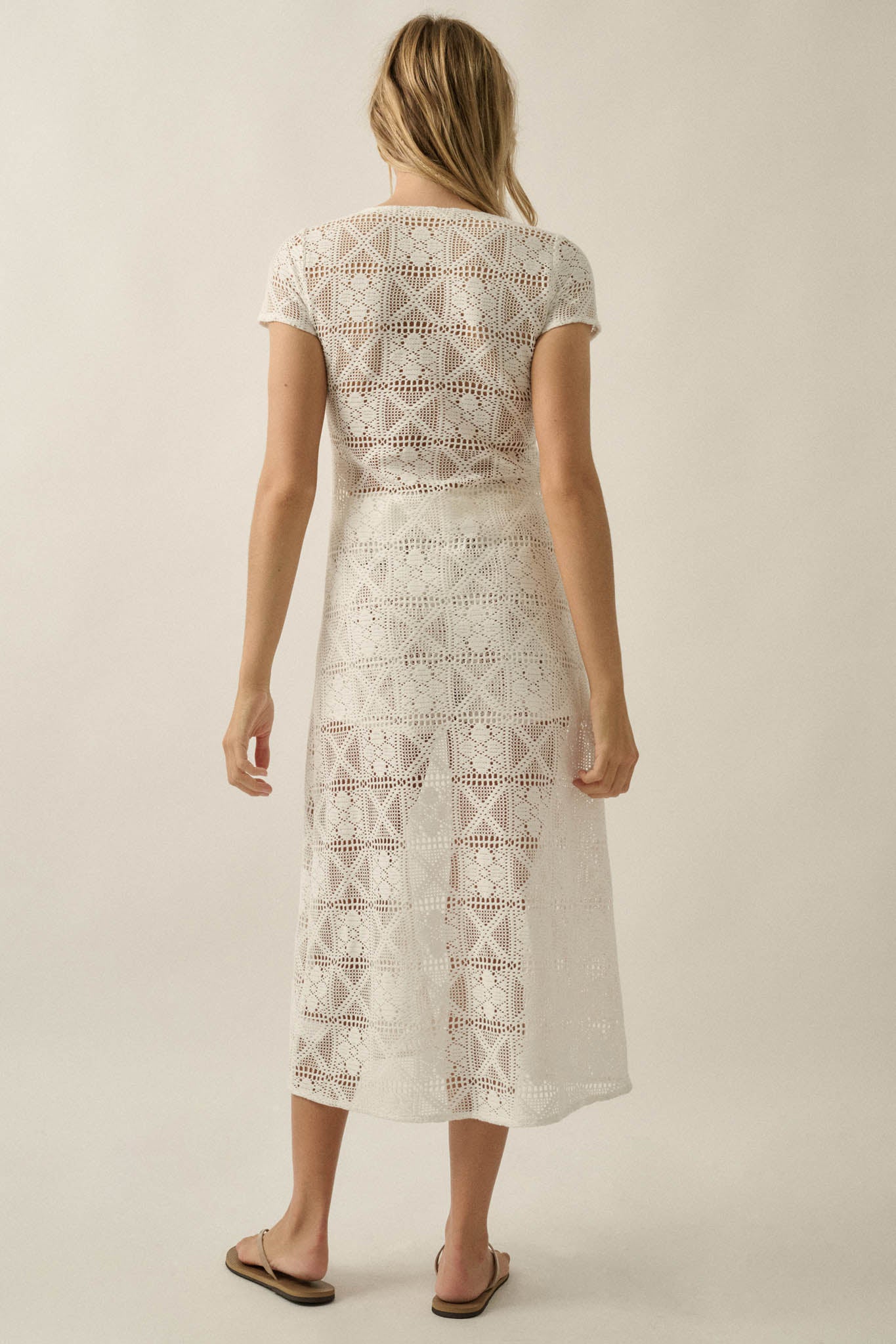 Spirit Walk Crochet Short-Sleeve Duster Cardigan - ShopPromesa