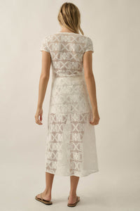 Spirit Walk Crochet Short-Sleeve Duster Cardigan - ShopPromesa