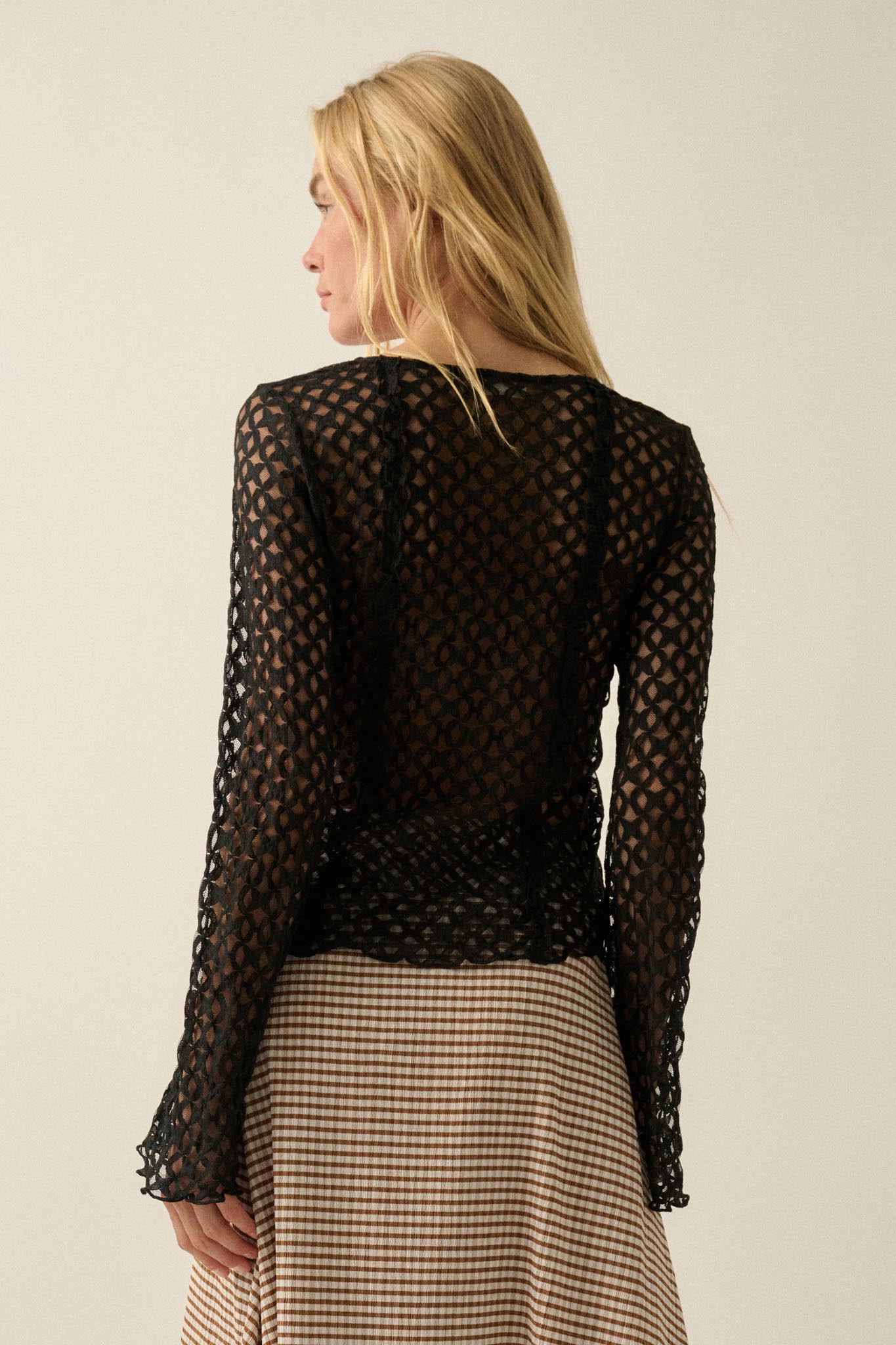 Kiss Me Quick Sheer Ruffled Floral Lace Cardigan - ShopPromesa