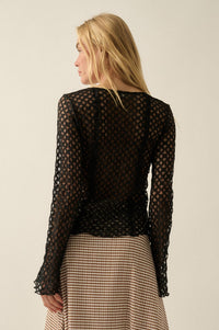 Kiss Me Quick Sheer Ruffled Floral Lace Cardigan - ShopPromesa