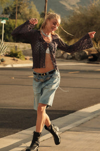 Kiss Me Quick Sheer Ruffled Floral Lace Cardigan - ShopPromesa