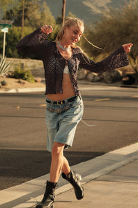 Kiss Me Quick Sheer Ruffled Floral Lace Cardigan - ShopPromesa