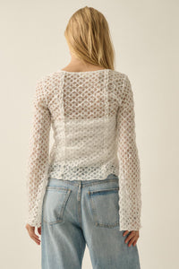 Kiss Me Quick Sheer Ruffled Floral Lace Cardigan - ShopPromesa