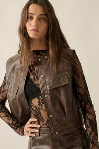 Joy Ride Vegan Leather Snap-Front Moto Vest - ShopPromesa