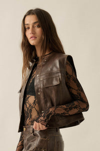 Joy Ride Vegan Leather Snap-Front Moto Vest - ShopPromesa