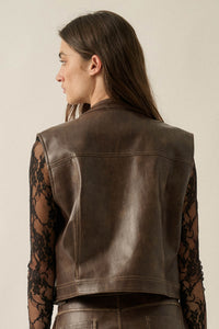 Joy Ride Vegan Leather Snap-Front Moto Vest - ShopPromesa