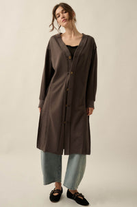 Switched Off French Terry Button-Up Duster Cardigan - ShopPromesa