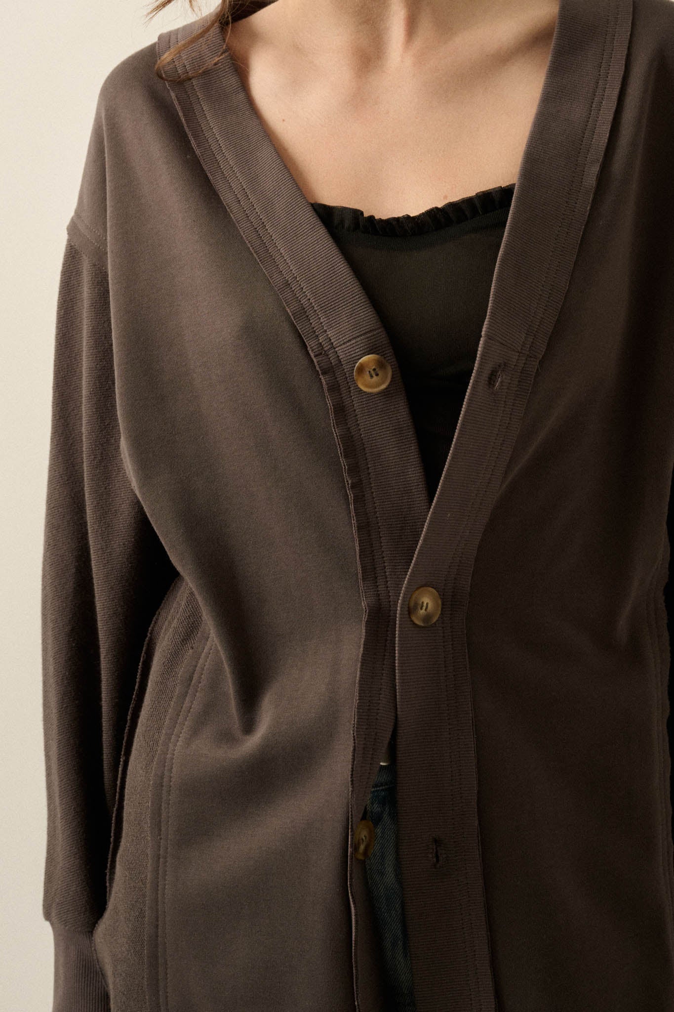 Switched Off French Terry Button-Up Duster Cardigan - ShopPromesa
