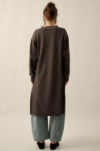 Switched Off French Terry Button-Up Duster Cardigan - ShopPromesa