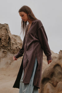 Switched Off French Terry Button-Up Duster Cardigan - ShopPromesa