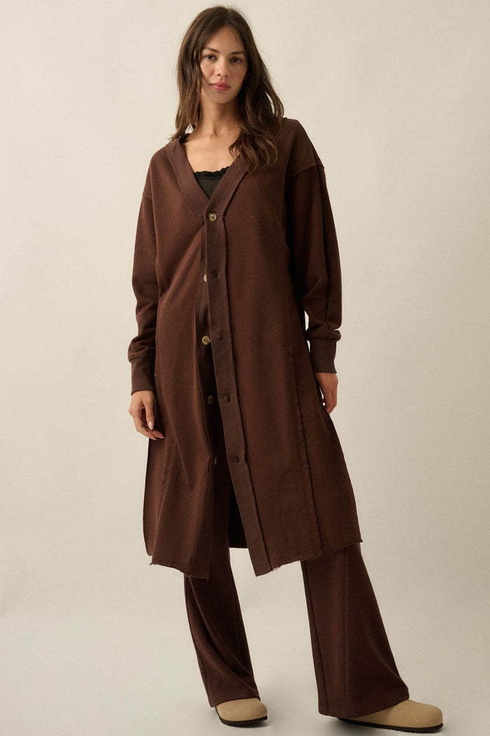 Switched Off French Terry Button-Up Duster Cardigan - ShopPromesa
