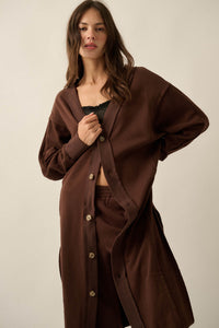 Switched Off French Terry Button-Up Duster Cardigan - ShopPromesa