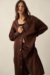 Switched Off French Terry Button-Up Duster Cardigan - ShopPromesa