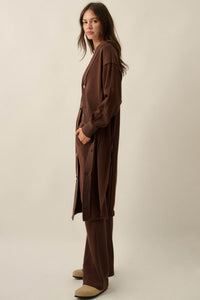 Switched Off French Terry Button-Up Duster Cardigan - ShopPromesa