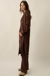 Switched Off French Terry Button-Up Duster Cardigan - ShopPromesa