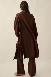 Switched Off French Terry Button-Up Duster Cardigan - ShopPromesa