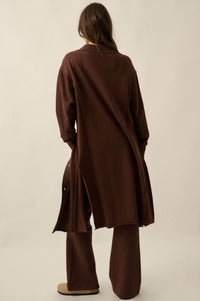 Switched Off French Terry Button-Up Duster Cardigan - ShopPromesa