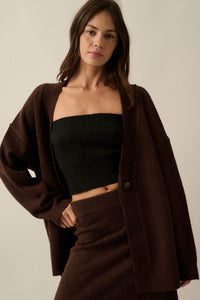 Soft Power Solid Knit One-Button Oversize Cardigan - ShopPromesa