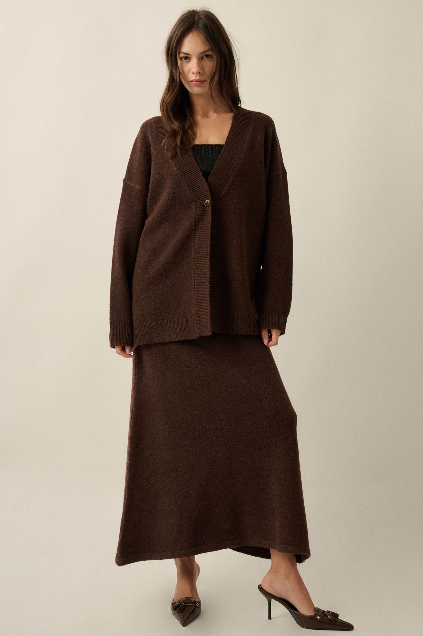 Soft Power Solid Knit One-Button Oversize Cardigan - ShopPromesa