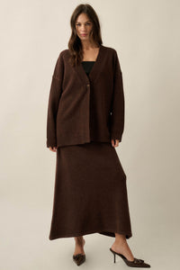 Soft Power Solid Knit One-Button Oversize Cardigan - ShopPromesa