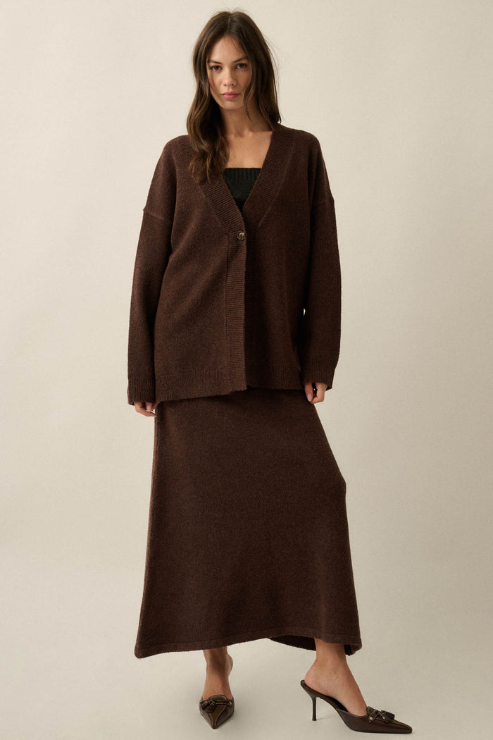 Soft Power Solid Knit One-Button Oversize Cardigan - ShopPromesa