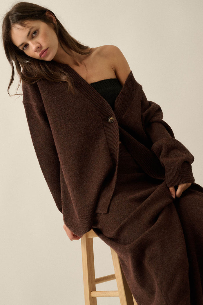 Soft Power Solid Knit One-Button Oversize Cardigan - ShopPromesa