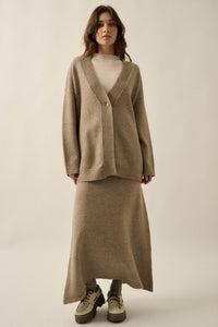 Soft Power Solid Knit One-Button Oversize Cardigan - ShopPromesa
