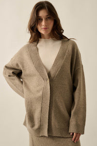 Soft Power Solid Knit One-Button Oversize Cardigan - ShopPromesa