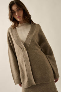 Soft Power Solid Knit One-Button Oversize Cardigan - ShopPromesa