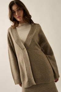 Soft Power Solid Knit One-Button Oversize Cardigan - ShopPromesa