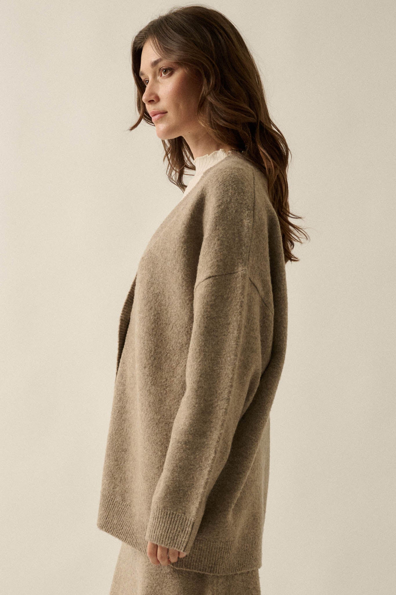 Soft Power Solid Knit One-Button Oversize Cardigan - ShopPromesa