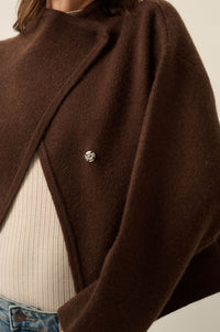 Solid Ground Offset Snap-Front Wrap Sweater Jacket - ShopPromesa