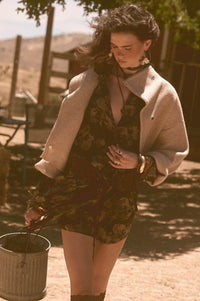 Solid Ground Offset Snap-Front Wrap Sweater Jacket - ShopPromesa
