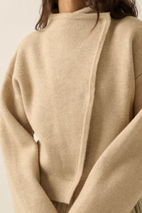 Solid Ground Offset Snap-Front Wrap Sweater Jacket - ShopPromesa