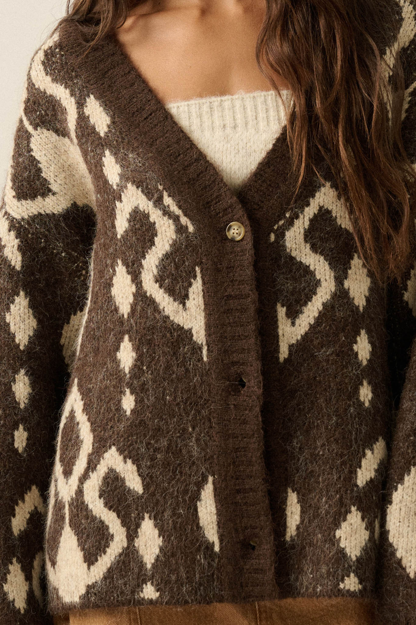 Bold Move Oversize Geometric Jacquard-Knit Cardigan - ShopPromesa
