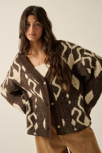 Bold Move Oversize Geometric Jacquard-Knit Cardigan - ShopPromesa