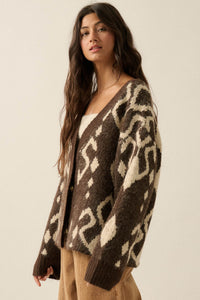 Bold Move Oversize Geometric Jacquard-Knit Cardigan - ShopPromesa