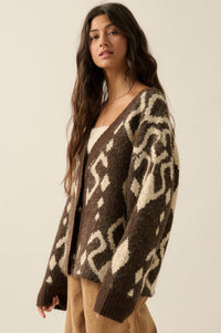 Bold Move Oversize Geometric Jacquard-Knit Cardigan - ShopPromesa