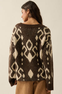 Bold Move Oversize Geometric Jacquard-Knit Cardigan - ShopPromesa