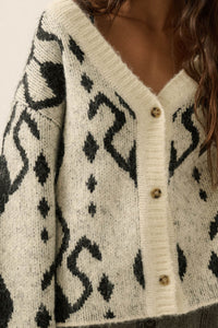 Bold Move Oversize Geometric Jacquard-Knit Cardigan - ShopPromesa