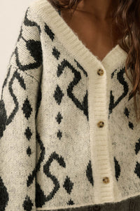 Bold Move Oversize Geometric Jacquard-Knit Cardigan - ShopPromesa