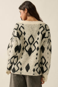 Bold Move Oversize Geometric Jacquard-Knit Cardigan - ShopPromesa