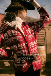 Alpine Bloom Floral Fair Isle Collared Cardigan - ShopPromesa