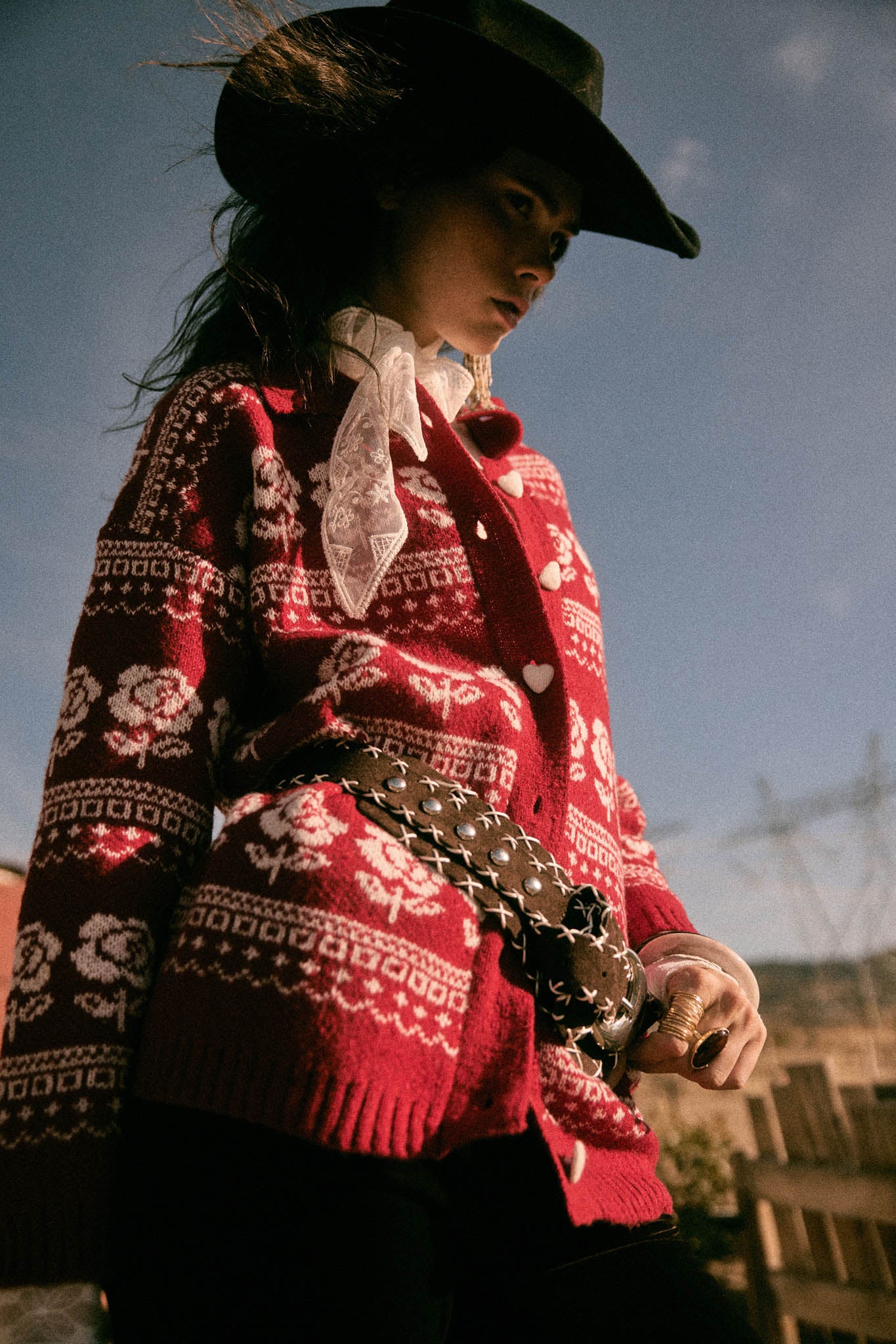 Alpine Bloom Floral Fair Isle Collared Cardigan - ShopPromesa