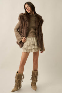 Call of the Wild Faux Fur Collared Pocket Vest - ShopPromesa