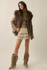 Call of the Wild Faux Fur Collared Pocket Vest - ShopPromesa