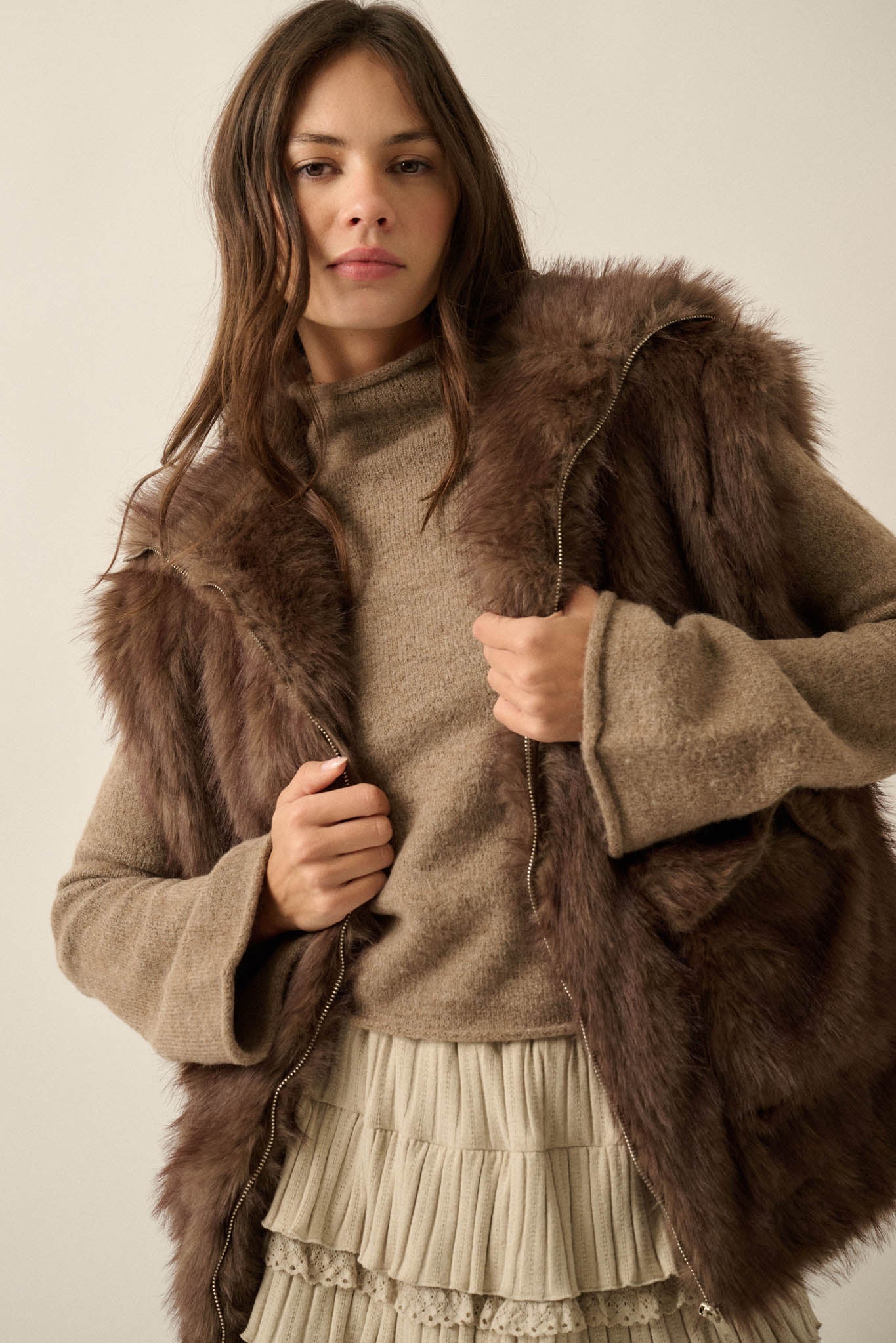 Call of the Wild Faux Fur Collared Pocket Vest - ShopPromesa
