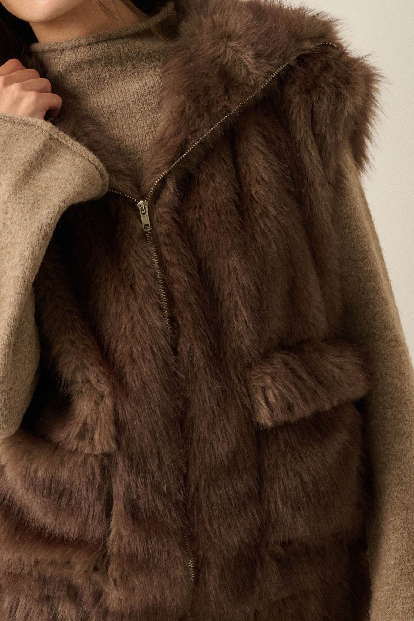 Call of the Wild Faux Fur Collared Pocket Vest - ShopPromesa